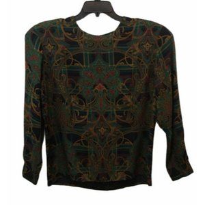 Vtg‎ Jones New York Big Shoulder Paisley Blouse Top